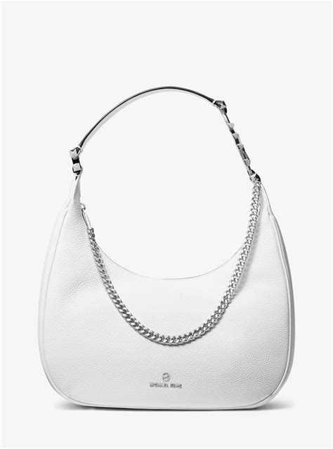 michael kors piper large flap optic white leather shoulder bag|Bags .